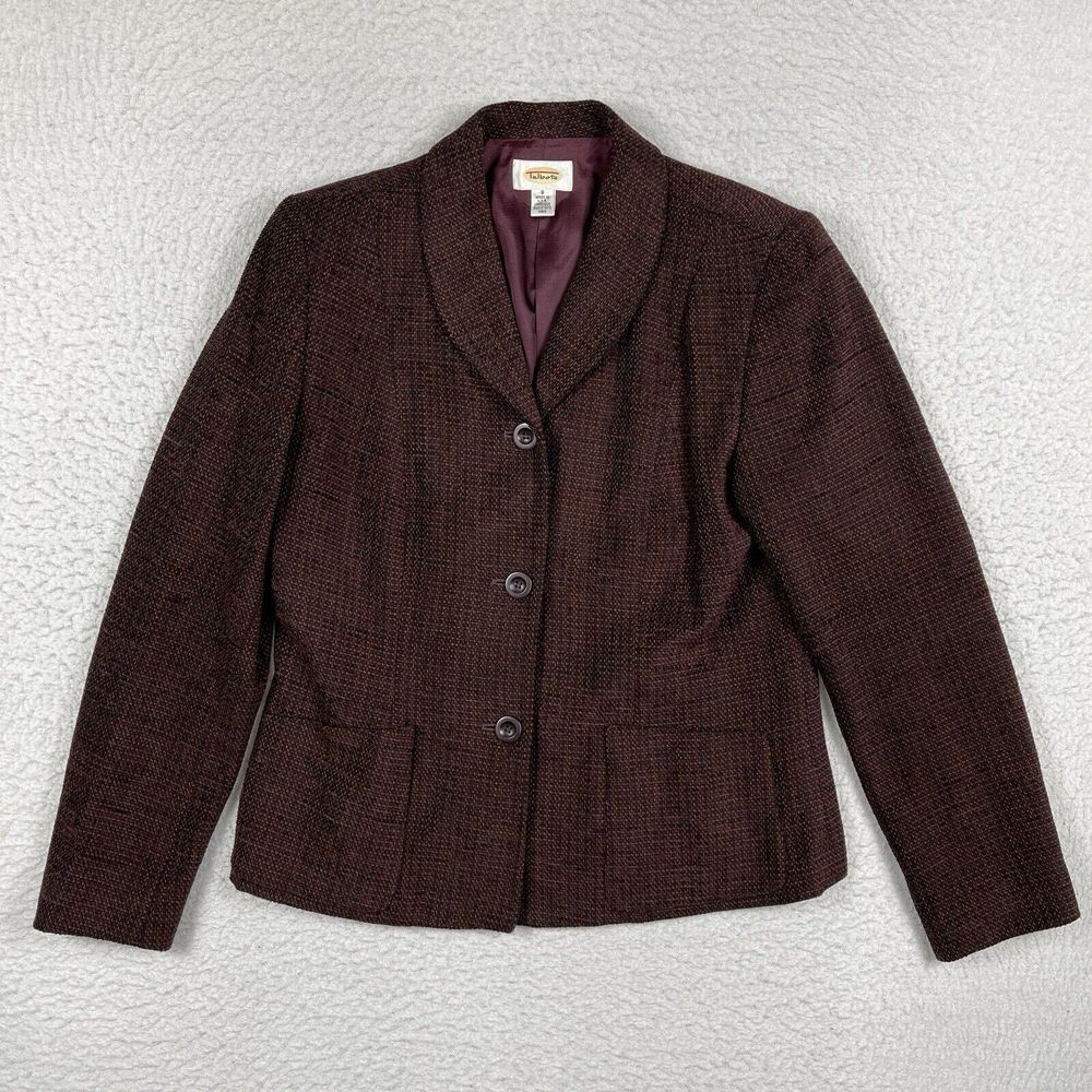 Talbots Jacket Womens 8 Red Purple Blazer Vintage Workwear Business Casual